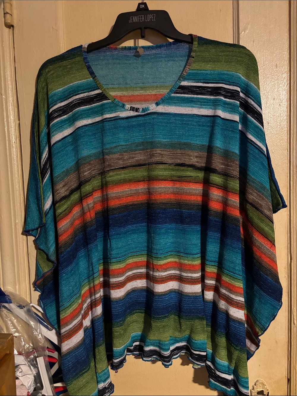 Swimsuits For All Multicolor Striped Tunic w-Teal and Green Stripes cover up xl